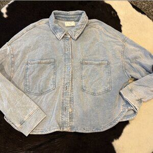 Z Supply long sleeve knit denim jean jacket size large